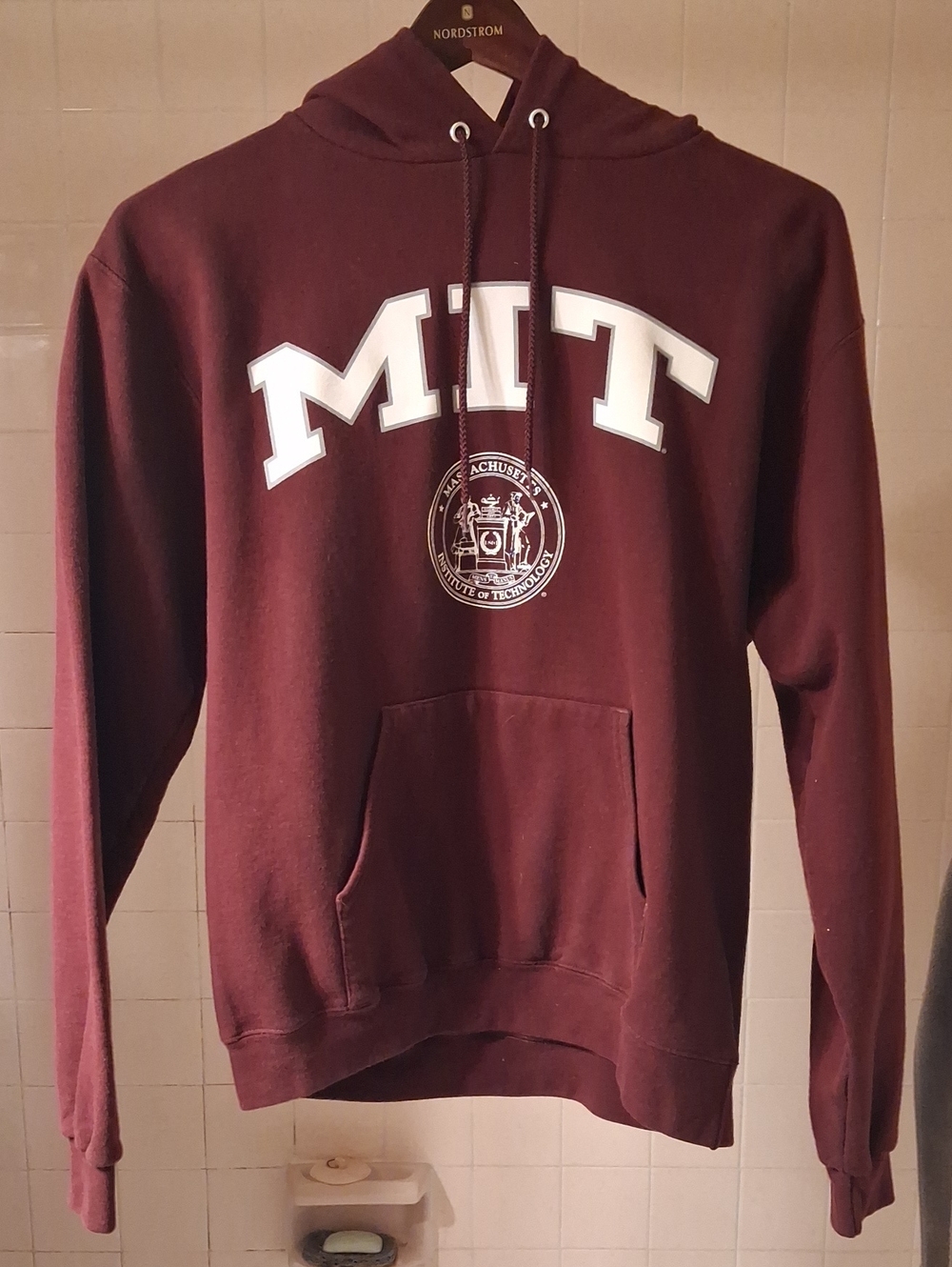 Champion Maroon MIT Pullover Hoodie with White Logo